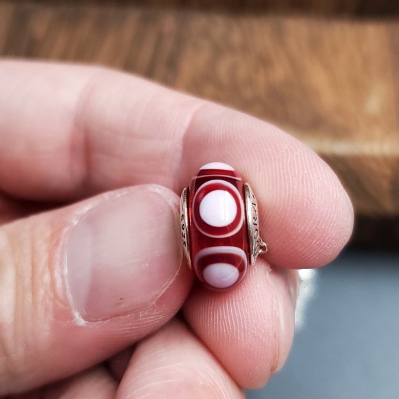 18 Inch Sterling Silver Red Glass Pandora Bead Pendant Necklace - Picture 4 of 7